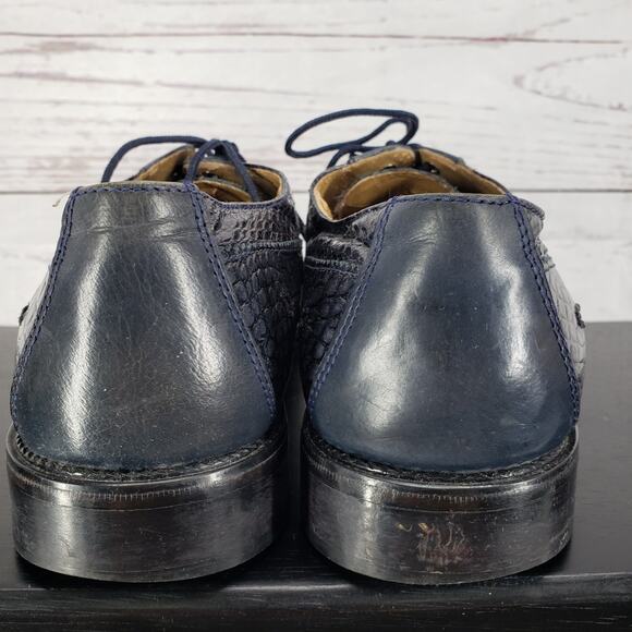 Stacy Adams Men's Blue Genuine Snake Square Toe Oxford Shoes Size 9.5M - Picture 12 of 12